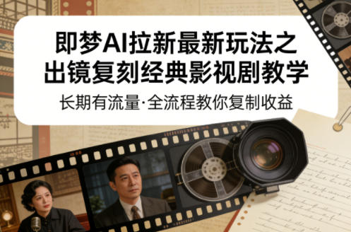 即梦AI拉新最新玩法之出镜复刻经典影视剧教学，长期有流量，全流程教你复制收益 - 雷宸资源库|雷宸资源库
