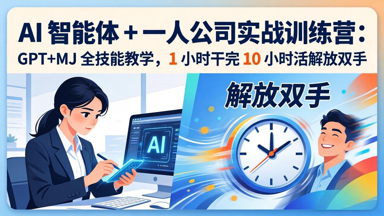 AI 智能体 + 一人公司实战训练营：GPT+MJ 全技能教学，1 小时干完 10 小时活解放双手|雷宸资源库