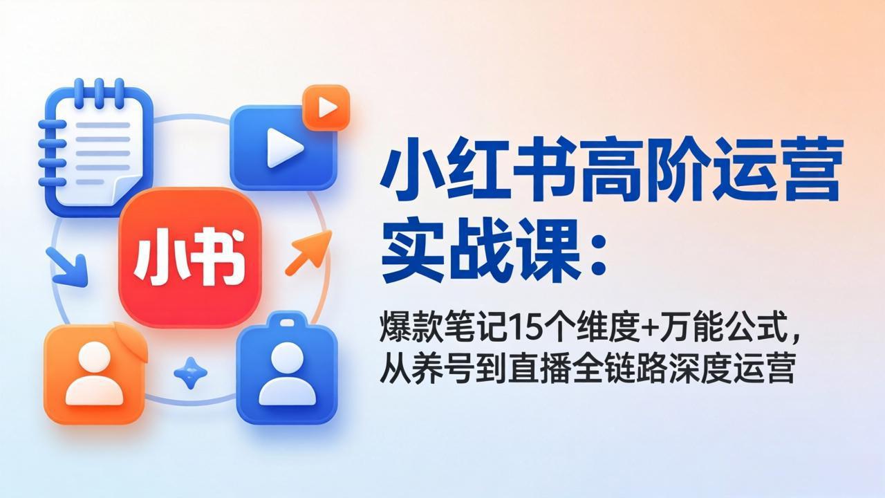 小红书高阶运营实战课：爆款笔记15个维度+万能公式，从养号到直播全链路深度运营 - 雷宸资源库|雷宸资源库