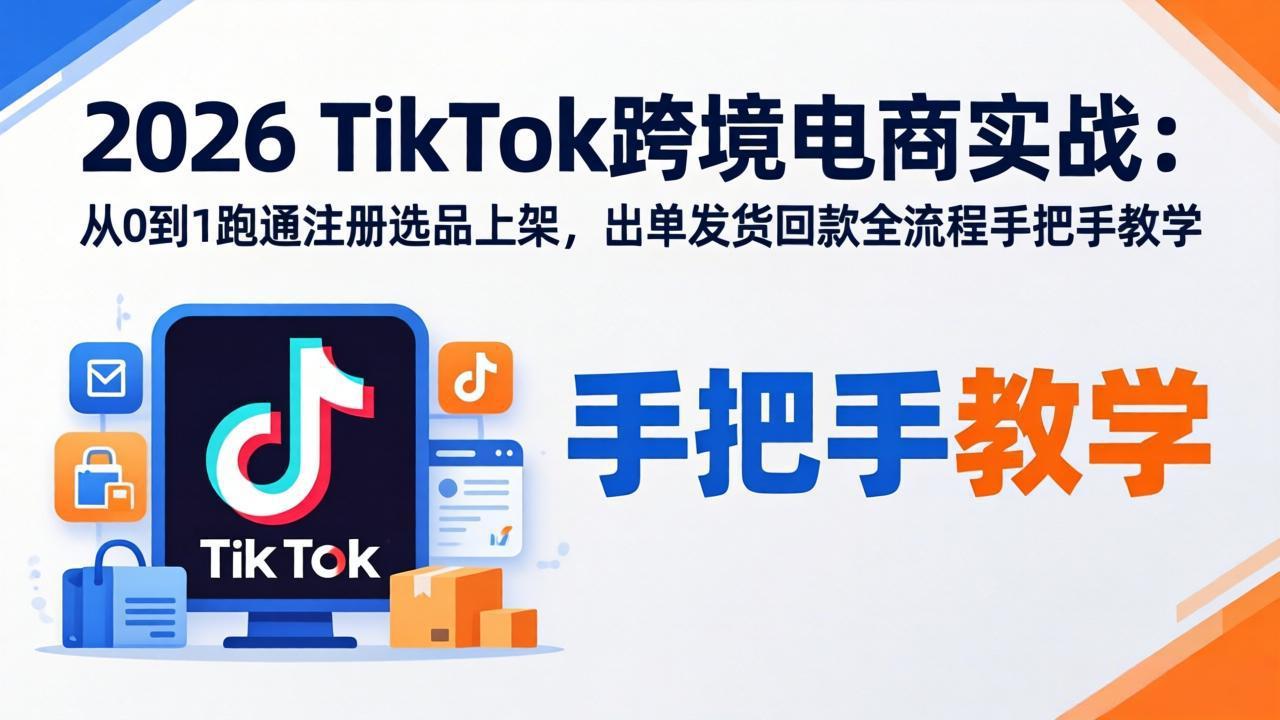 2026TikTok跨境电商实战：从0到1跑通注册选品上架，出单发货回款全流程手把手教学 - 雷宸资源库|雷宸资源库