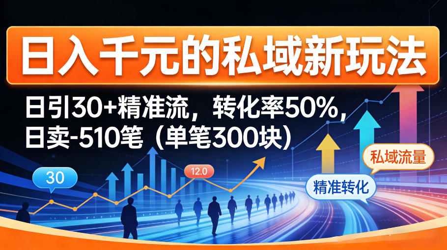 日入千米的私域新玩法：日引30＋精准流，转化率50%，日卖5-10笔(单笔300米)|雷宸资源库