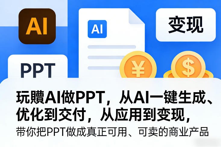 玩賺AI做PPT，从AI一键生成、优化到交付，从应用到变现，带你把PPT做成真正可用、可卖的商业产品(更新0401)|雷宸资源库