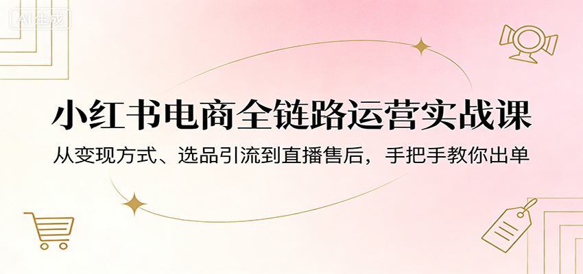 小红书电商全链路运营实战课：从变现方式、选品引流到直播售后，手把手教你出单 - 雷宸资源库|雷宸资源库