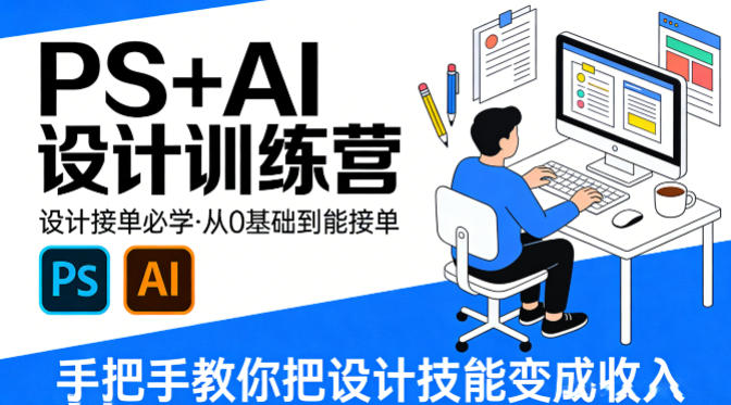 设计接单必学，PS+AI设计训练营，从0基础到能接单，手把手教你把设计技能变成收入|雷宸资源库