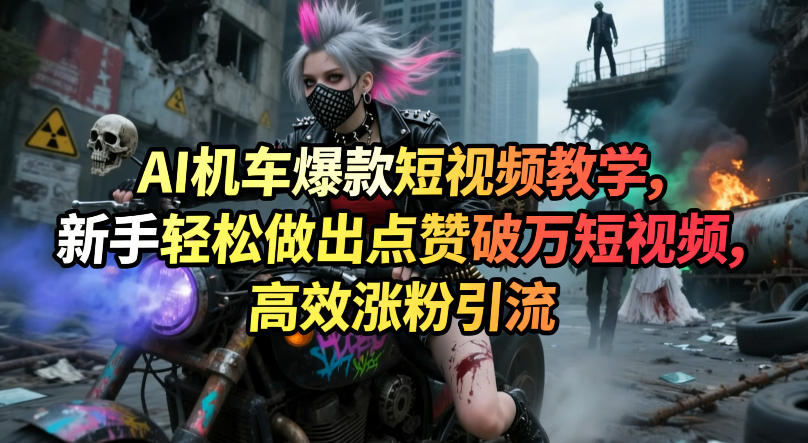 AI机车爆款短视频教学，新手轻松做出点赞破万短视频，高效涨粉引流|雷宸资源库