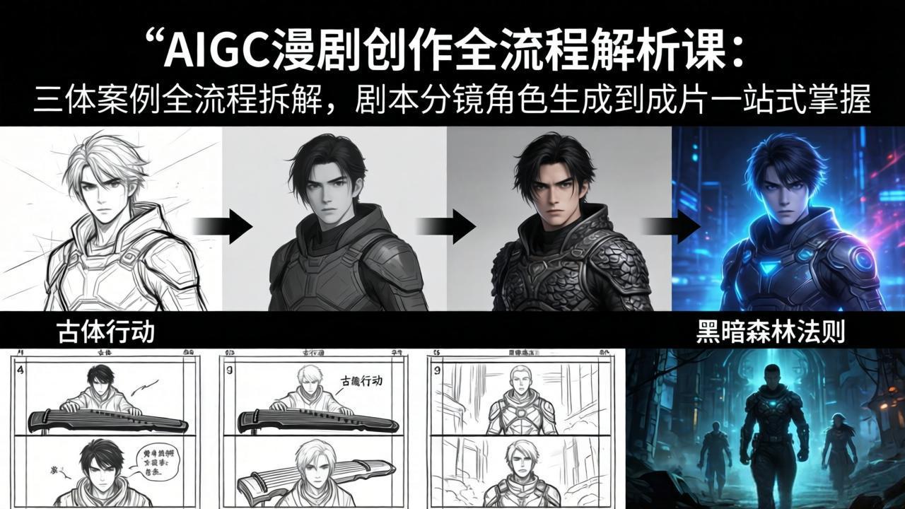 AIGC漫剧创作全流程解析课：三体案例全流程拆解，剧本分镜角色生成到成片一站式掌握|雷宸资源库