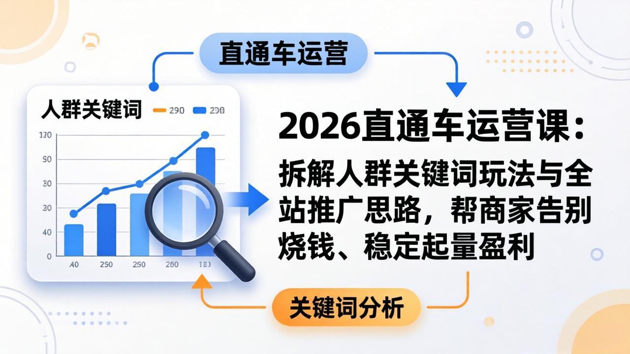 2026直通车运营课：拆解人群关键词玩法与全站推广思路，帮商家告别烧钱、稳定起量盈利 - 雷宸资源库|雷宸资源库