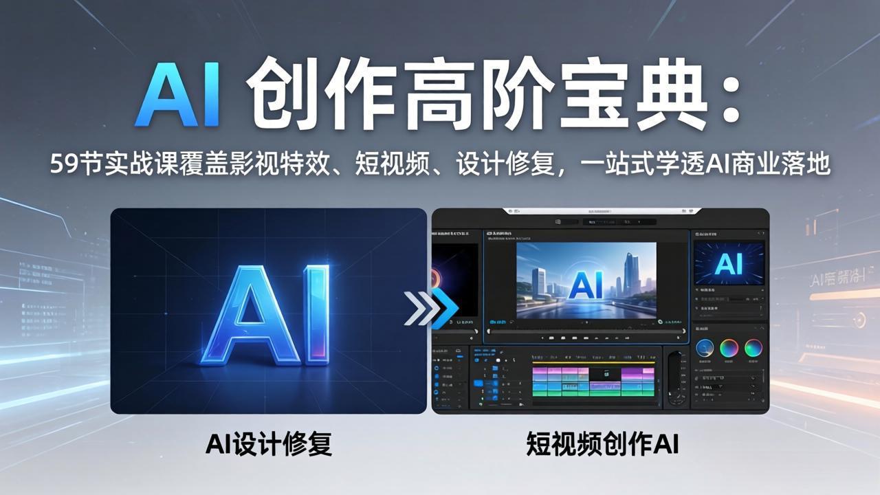 AI 创作高阶宝典：59节实战课覆盖影视特效、短视频、设计修复，一站式学透AI商业落地|雷宸资源库