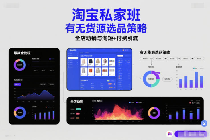 淘宝私家班，有无货源选品策略，高成功率爆款全流程打法，全店动销与淘短+付费引流(更新2026年4月)|雷宸资源库