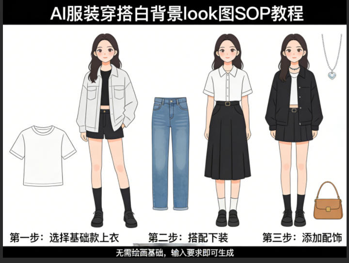 AI服装穿搭白背景look图SOP教程，不用会画画，提几句具体要求，AI就能还你一个奇迹 - 雷宸资源库|雷宸资源库