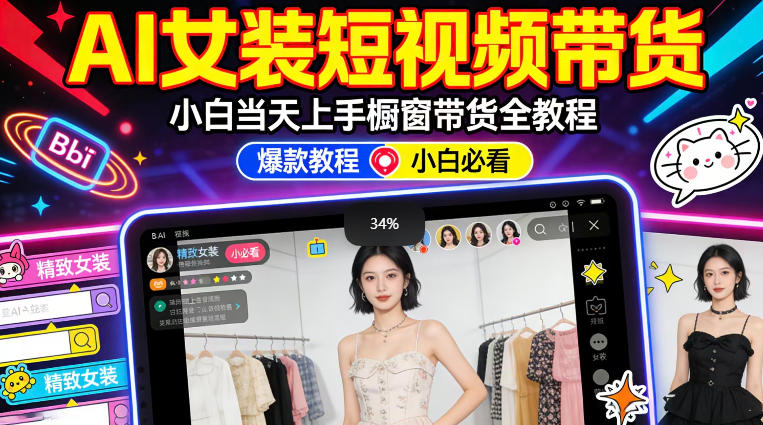 AI女装短视频橱窗带货：小白零门槛当天上手，高佣金爆款轻松賺！ - 雷宸资源库|雷宸资源库