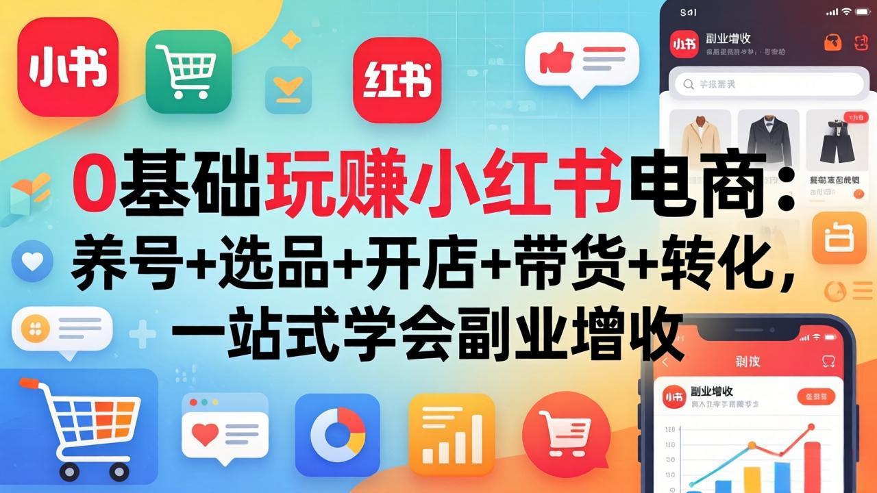 0基础玩赚小红书电商：养号+选品+开店+带货+转化，一站式学会副业增收 - 雷宸资源库|雷宸资源库