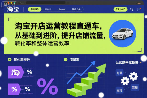 淘宝开店运营教程直通车，从基础到进阶，提升店铺流量，转化率和整体运营效率(更新26年4月10日)|雷宸资源库