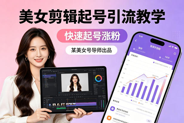 某美女号导师出品：美女剪辑起号引流教学，快速起号涨粉|雷宸资源库