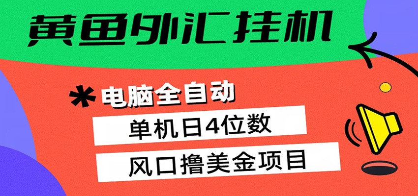 黄鱼外汇挂机：全自动赚美金、自动交易、风口项目|雷宸资源库