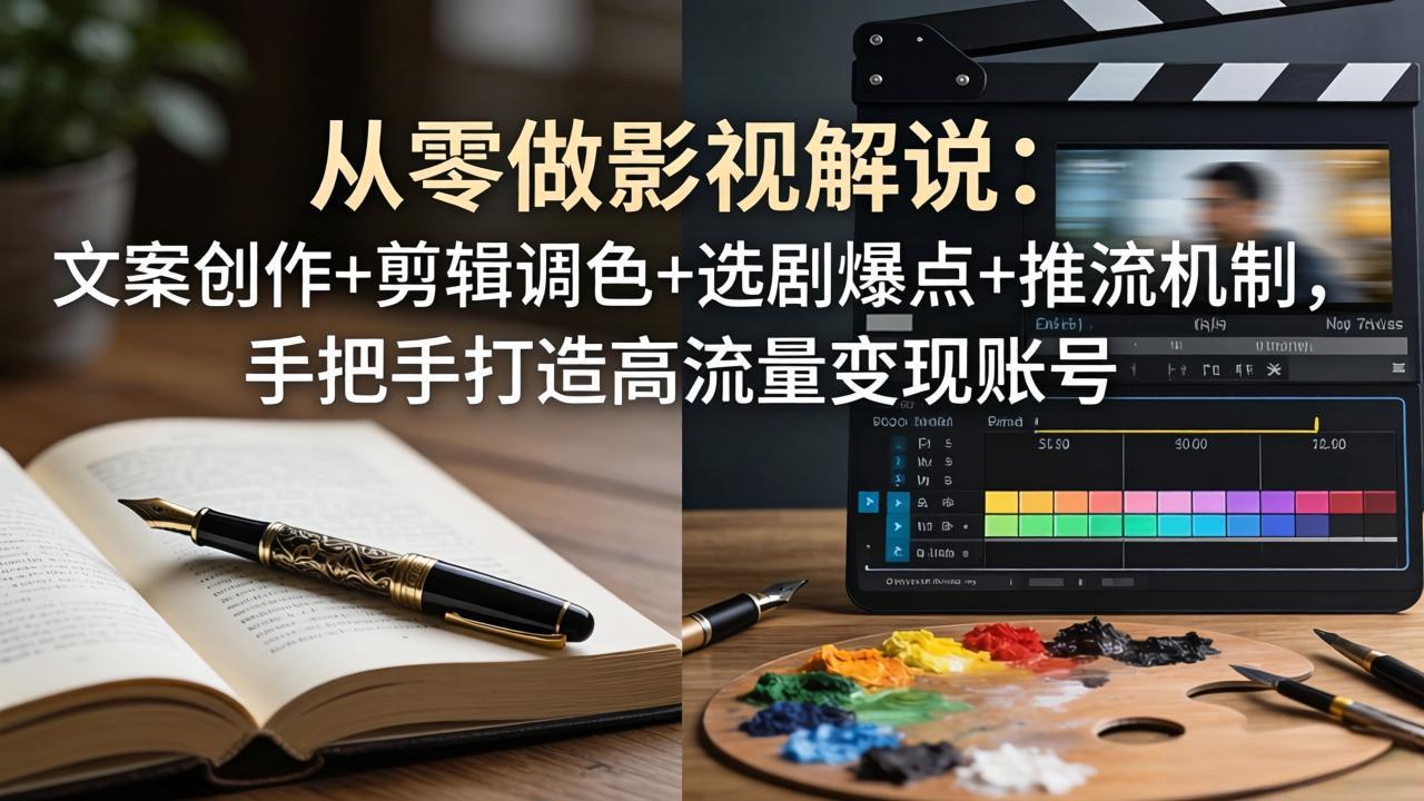 从零做影视解说：文案创作+剪辑调色+选剧爆点+推流机制，手把手打造高流量变现账号|雷宸资源库