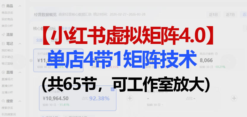 小红书虚拟矩阵4.0技术：单店4带1矩阵(共65节，可工作室放大)|雷宸资源库