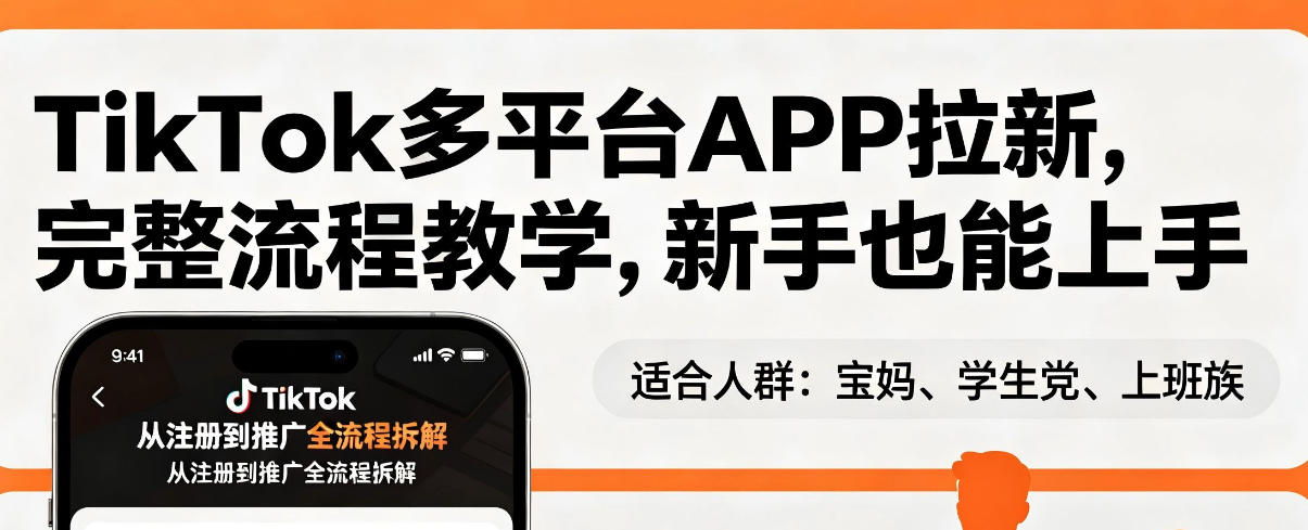 TikTok多平台APP拉新，完整流程教学，新手也能上手，轻松出海搞美金|雷宸资源库