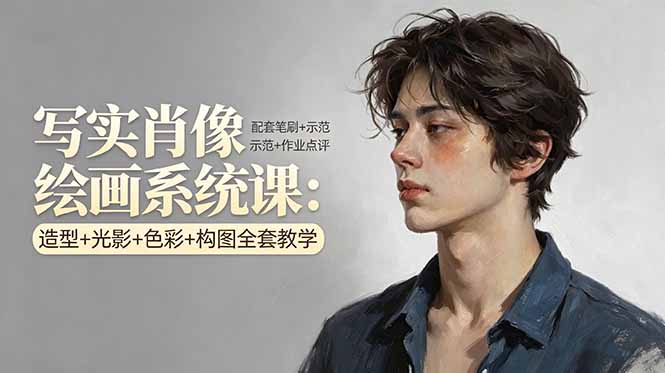写实肖像绘画系统课：造型+光影+色彩+构图全套教学，配套笔刷+示范+作业点评 - 雷宸资源库|雷宸资源库