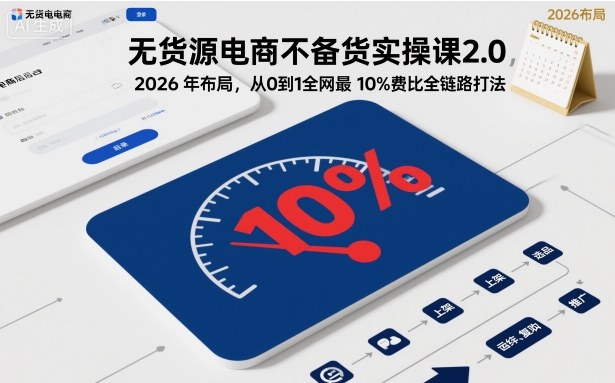 无货源电商不备货实操课2.0，2026年布局，从0到1全网最低10%费比全链路打法【更新26年4月】 - 雷宸资源库|雷宸资源库