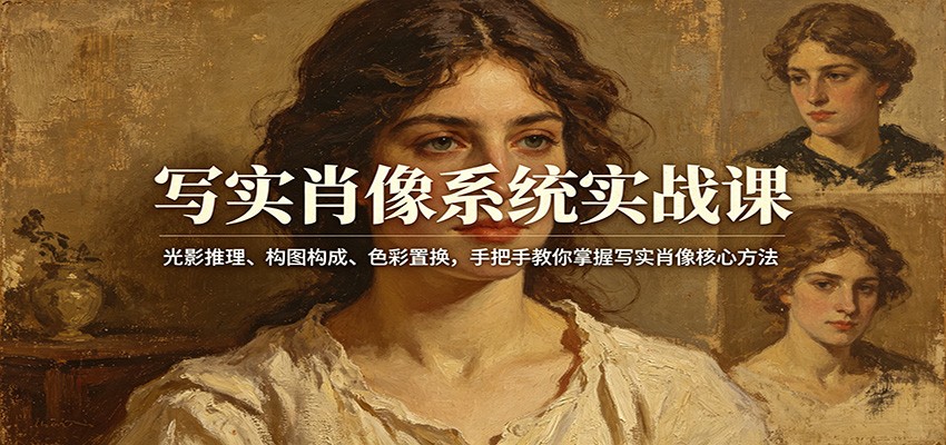 写实肖像系统实战课：光影推理、构图构成、色彩置换，手把手教你掌握写实肖像核心方法 - 雷宸资源库|雷宸资源库
