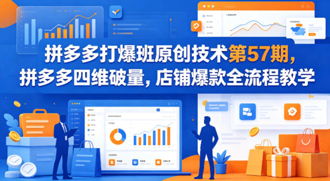 拼多多打爆班原创技术第57期，拼多多四维破量，店铺爆款全流程教学 - 雷宸资源库|雷宸资源库