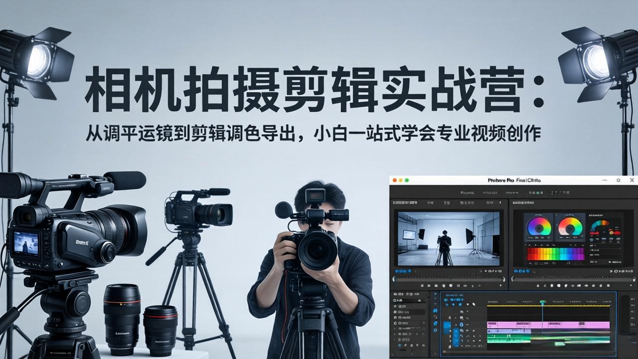 相机拍摄剪辑实战营：从调平运镜到剪辑调色导出，小白一站式学会专业视频创作|雷宸资源库