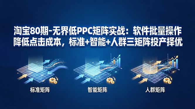 淘宝80期-无界低PPC矩阵实战：软件批量操作降低点击成本，标准+智能+人群三矩阵投产择优 - 雷宸资源库|雷宸资源库