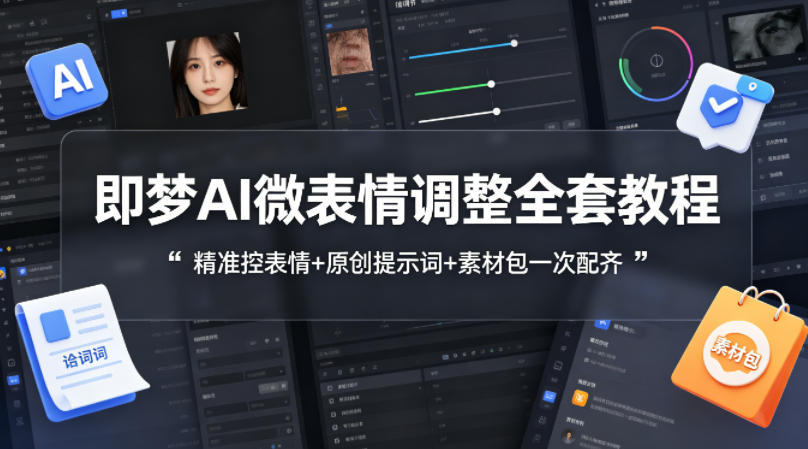 即梦AI微表情调整全套教程，精准控表情+原创提示词+素材包一次配齐 - 雷宸资源库|雷宸资源库