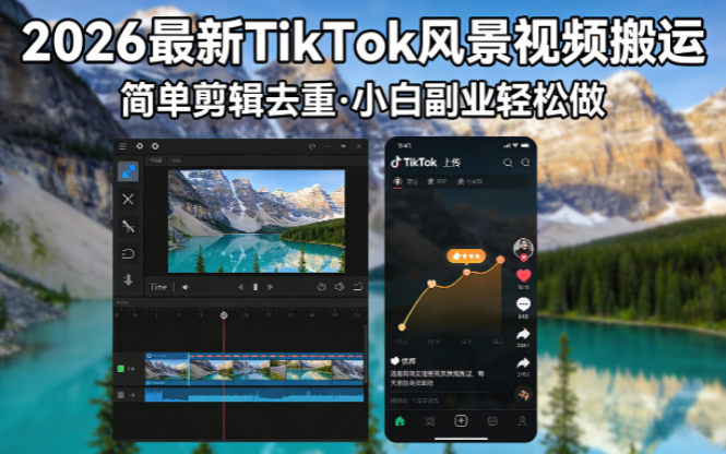 2026最新TikTok风景视频搬运简单剪辑去重小白副业月入 8000 - 雷宸资源库|雷宸资源库
