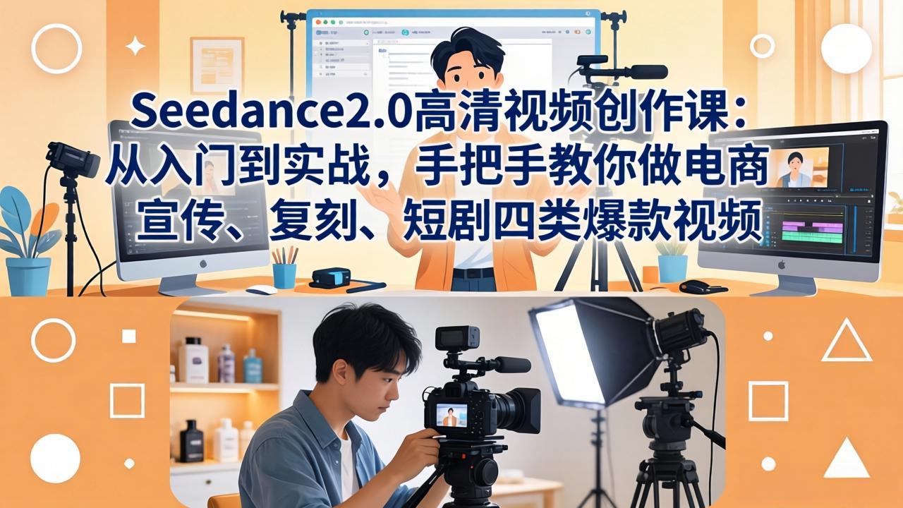Seedance2.0高清视频创作课：从入门到实战，手把手教你做电商、宣传、复刻、短剧四类爆款视频|雷宸资源库