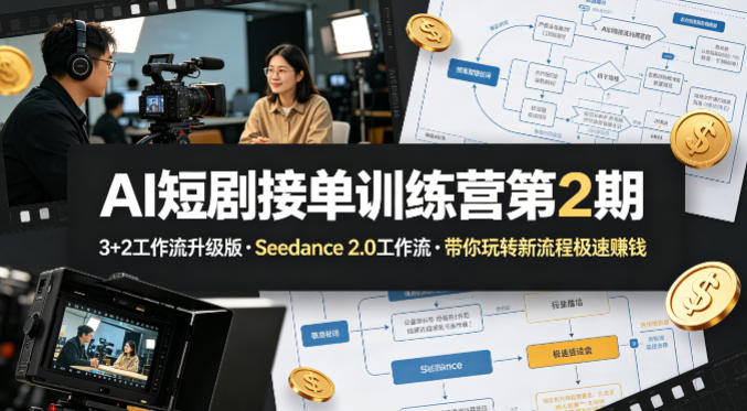 AI短剧接单训练营第2期，3+2工作流升级版，Seedance 2.0工作流，带你玩转新流程极速賺钱 - 雷宸资源库|雷宸资源库