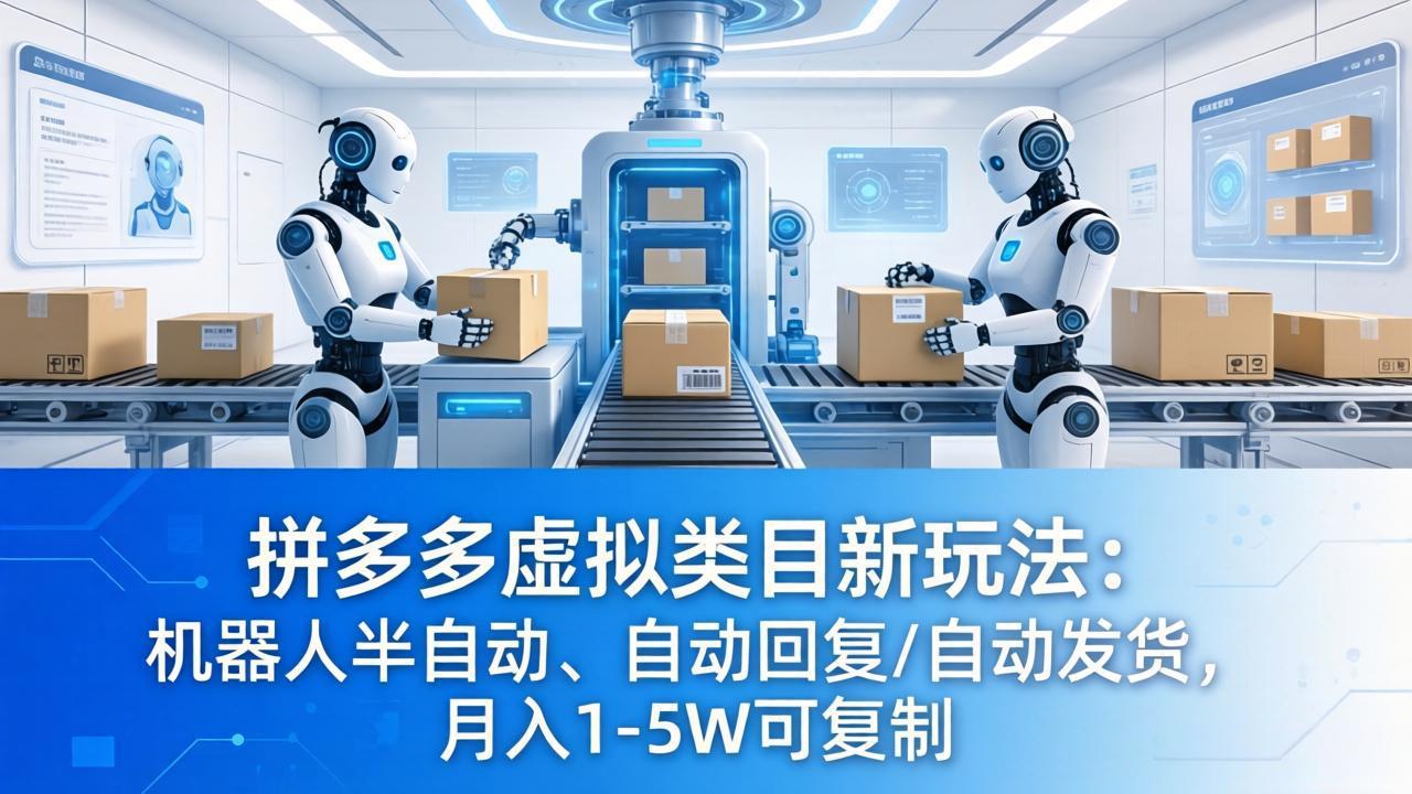 拼多多虚拟类目新玩法：机器人半自动、自动回复 /自动发货，月入 1-5W 可复制|雷宸资源库