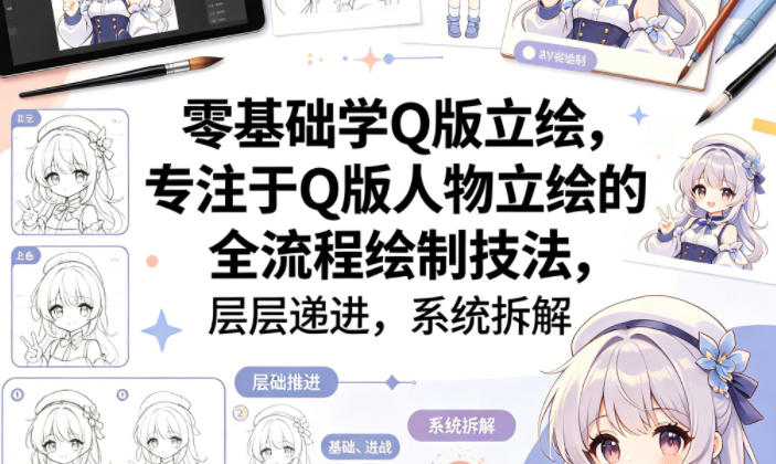 零基础学Q版立绘，专注于Q版人物立绘的全流程绘制技法，层层递进，系统拆解 - 雷宸资源库|雷宸资源库