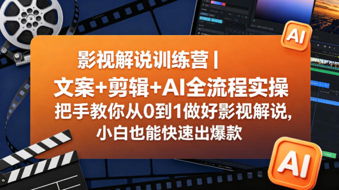 影视解说训练营｜文案+剪辑+AI全流程实操，把手教你从0到1做好影视解说，小白也能快速出爆款|雷宸资源库