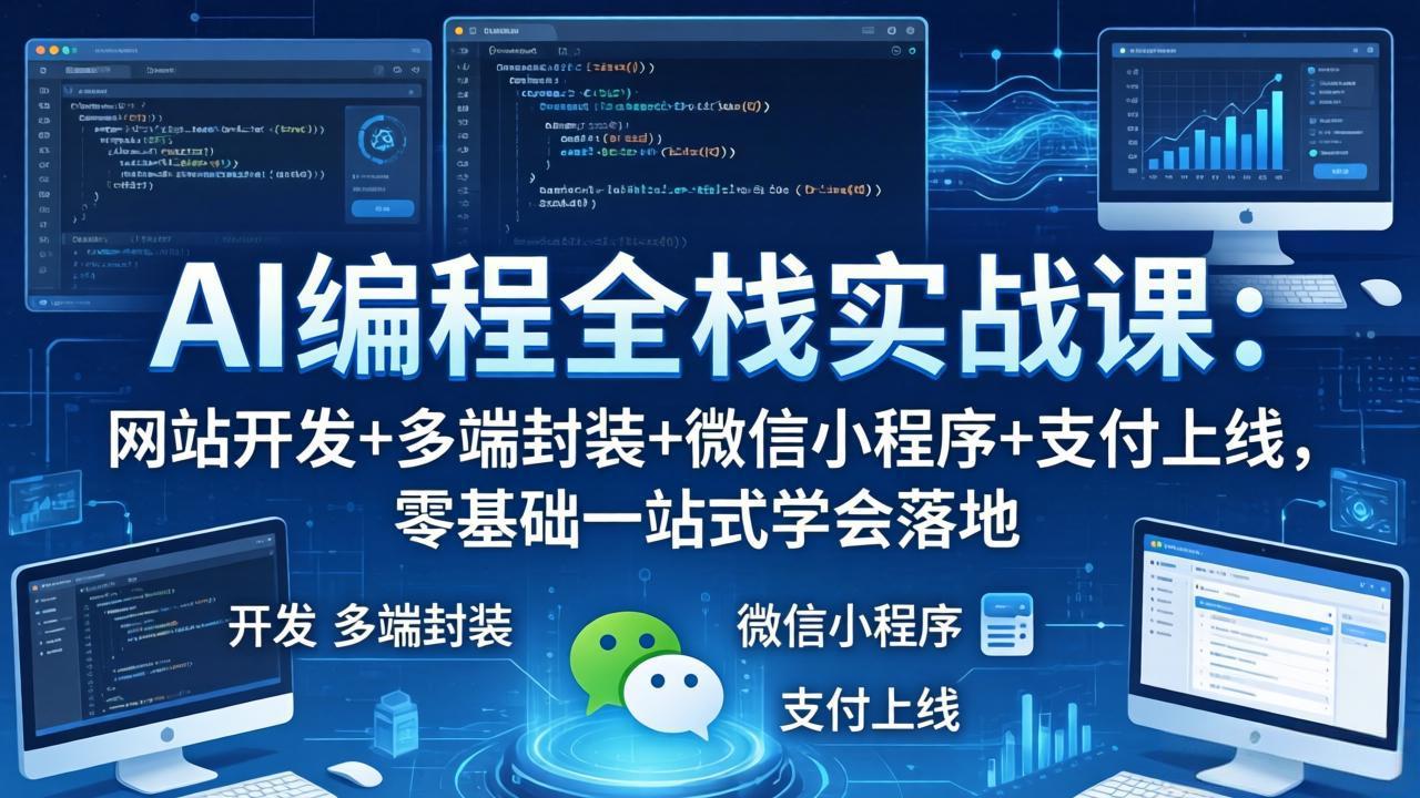 AI编程全栈实战课：网站开发+多端封装+微信小程序+支付上线，零基础一站式学会落地 - 雷宸资源库|雷宸资源库
