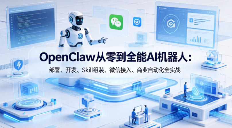OpenClaw从零到全能AI机器人：部署、开发、Skill组装、微信接入、商业自动化全实战 - 雷宸资源库|雷宸资源库