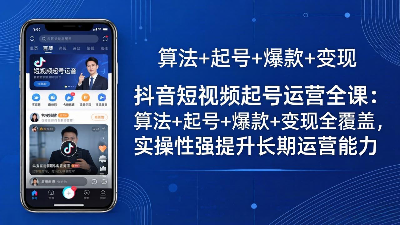 抖音短视频起号运营全课：算法+起号+爆款+变现全覆盖，实操性强提升长期运营能力|雷宸资源库