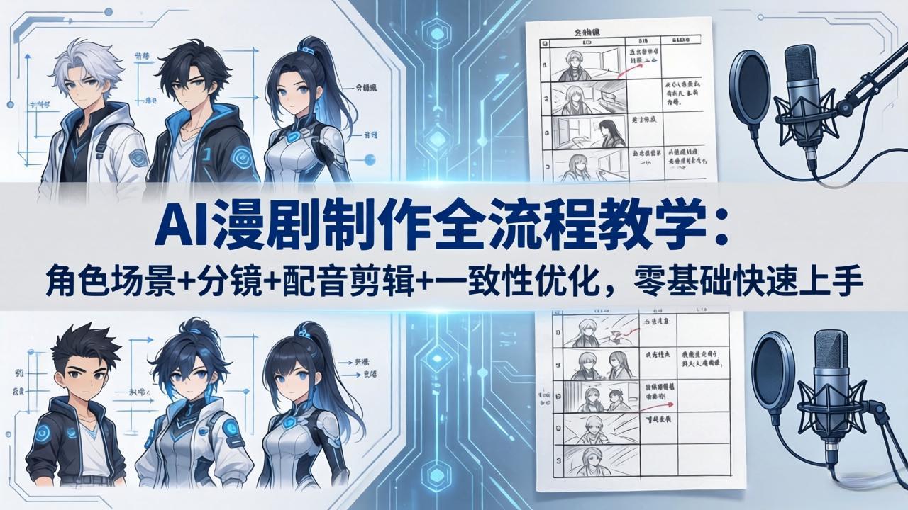 AI漫剧制作全流程教学：角色场景+分镜+配音剪辑+一致性优化，零基础快速上手|雷宸资源库