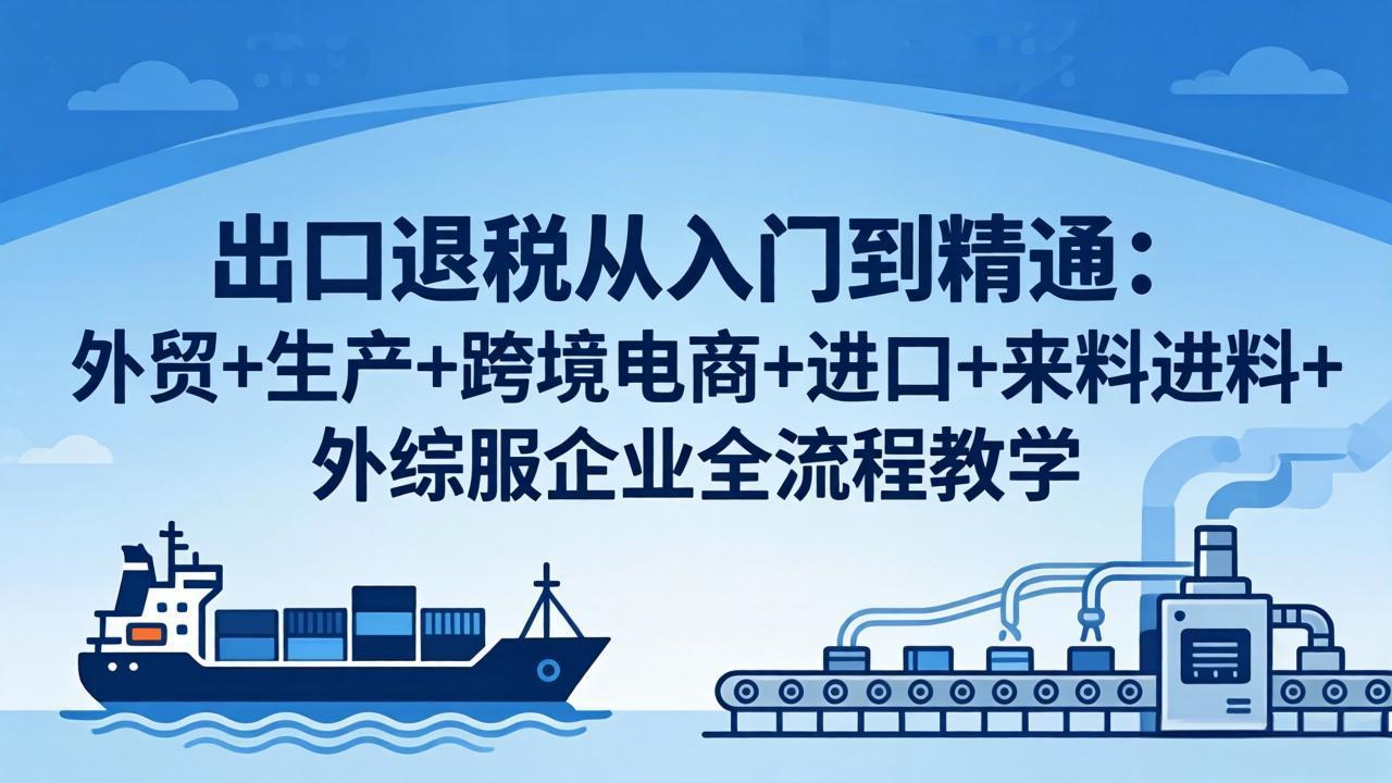 出口退税从入门到精通：外贸+生产+跨境电商+进口+来料进料+外综服企业全流程教学|雷宸资源库