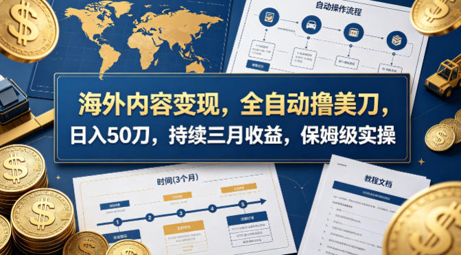 海外内容变现，全自动撸美刀，日入50刀，持续三月收益，保姆级实操【揭秘】|雷宸资源库