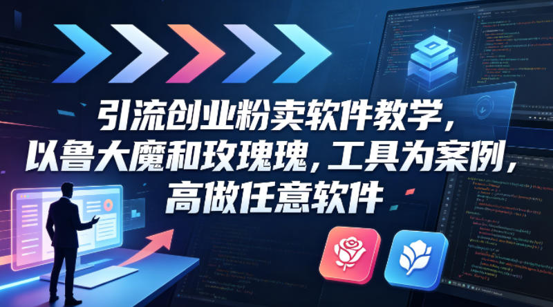 引流创业粉卖软件教学，以鲁大魔和玫瑰工具为案例，可做任意软件|雷宸资源库