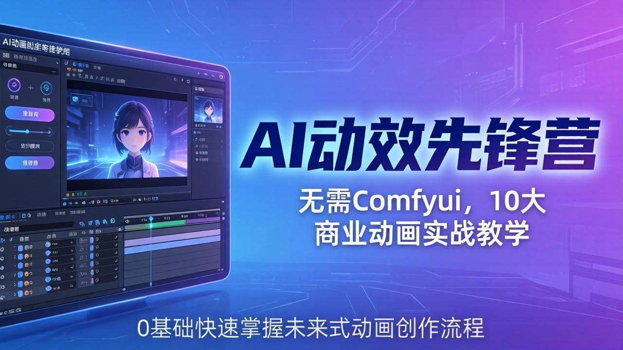 AI 动效先锋营：无需Comfyui，10大商业动画实战教学，0基础快速掌握未来式动画创作流程|雷宸资源库
