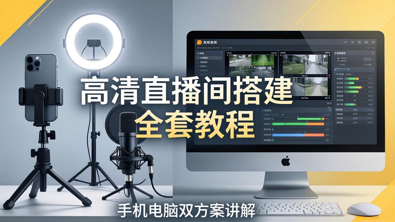 高清直播间搭建全套教程，手机电脑双方案讲解，设备选型调试多机位实操教学|雷宸资源库