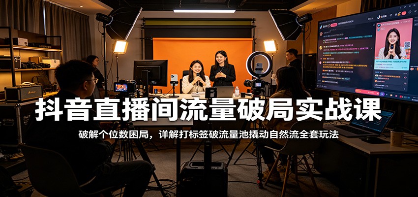 抖音直播间流量破局实战课：破解个位数困局，详解打标签破流量池撬动自然流全套玩法|雷宸资源库