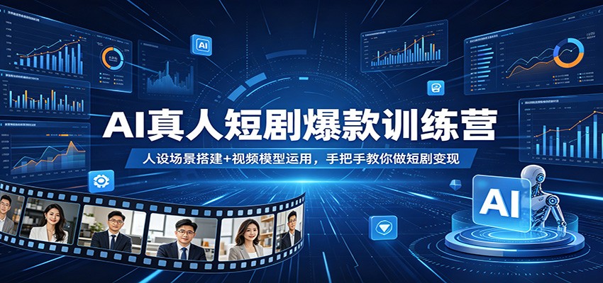 AI真人短剧爆款训练营：人设场景搭建+视频模型运用，手把手教你做短剧变现|雷宸资源库