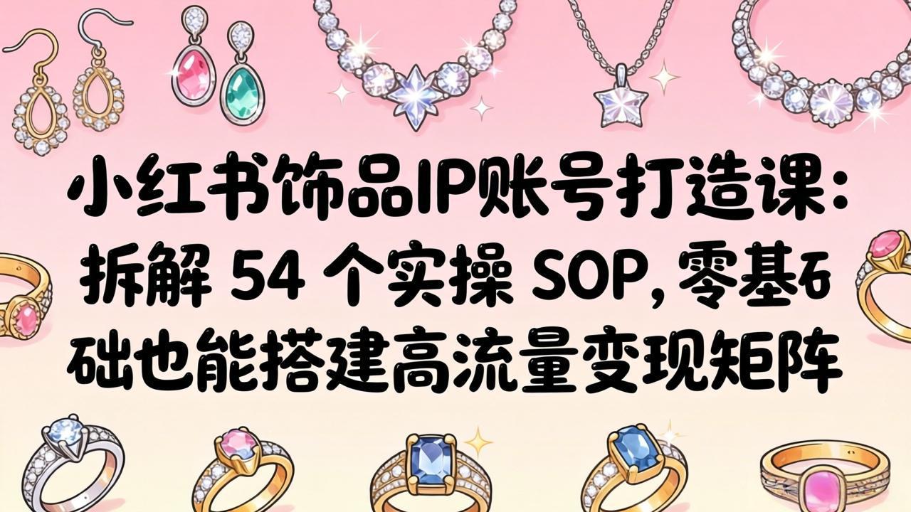 小红书饰品IP账号打造课：拆解 54 个实操 SOP，零基础也能搭建高流量变现矩阵|雷宸资源库