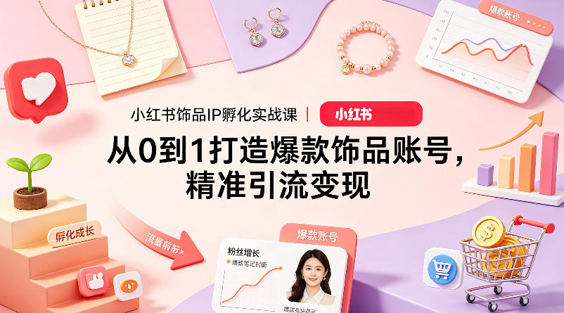 小红书饰品IP孵化实战课｜从0到1打造爆款饰品账号，精准引流变现|雷宸资源库