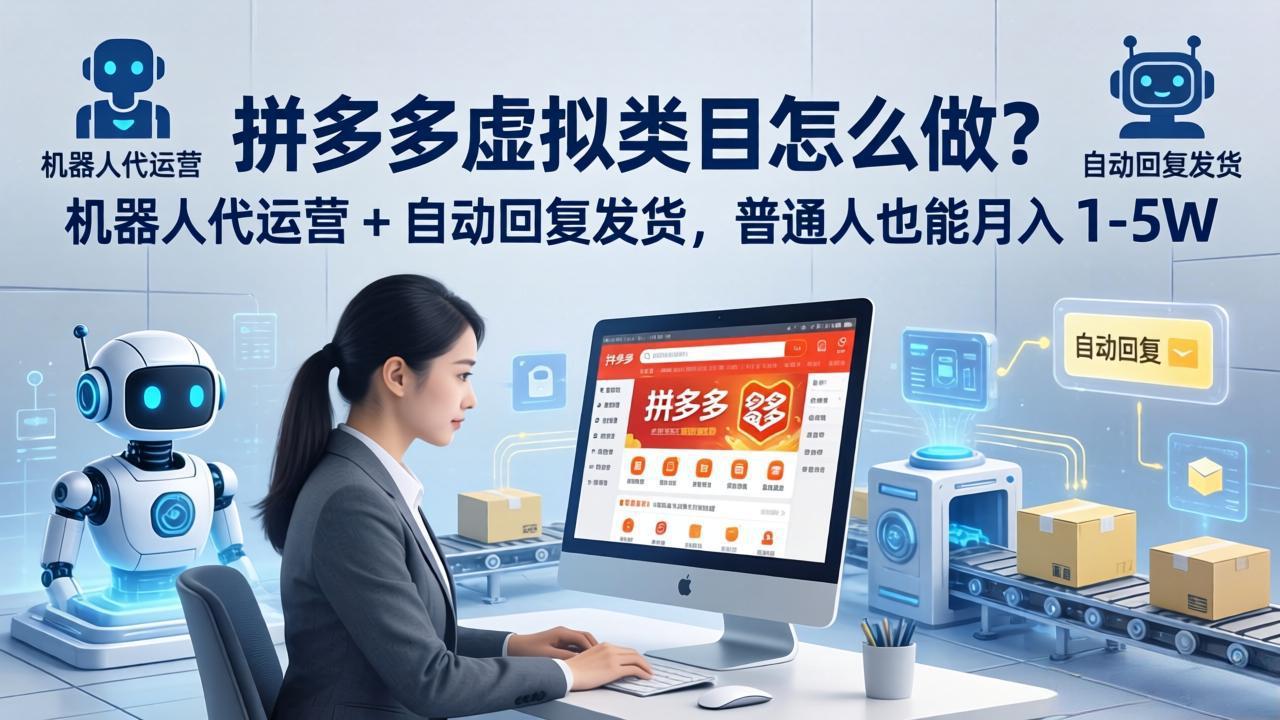 拼多多虚拟类目怎么做？机器人代运营 + 自动回复发货，普通人也能月入 1-5W|雷宸资源库