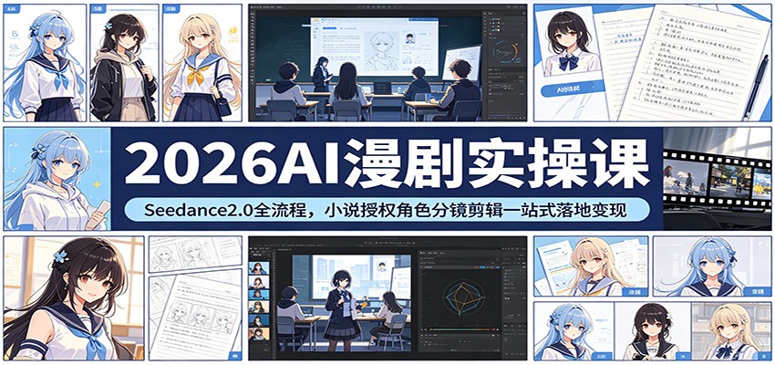 2026AI漫剧实操课：Seedance2.0全流程，小说授权角色分镜剪辑一站式落地变现|雷宸资源库